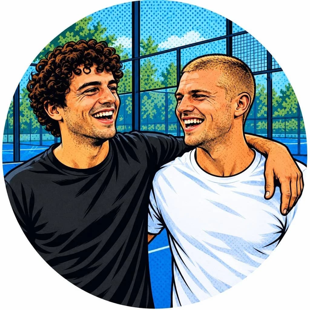 The artwork in Pop art style, round as on the racket face