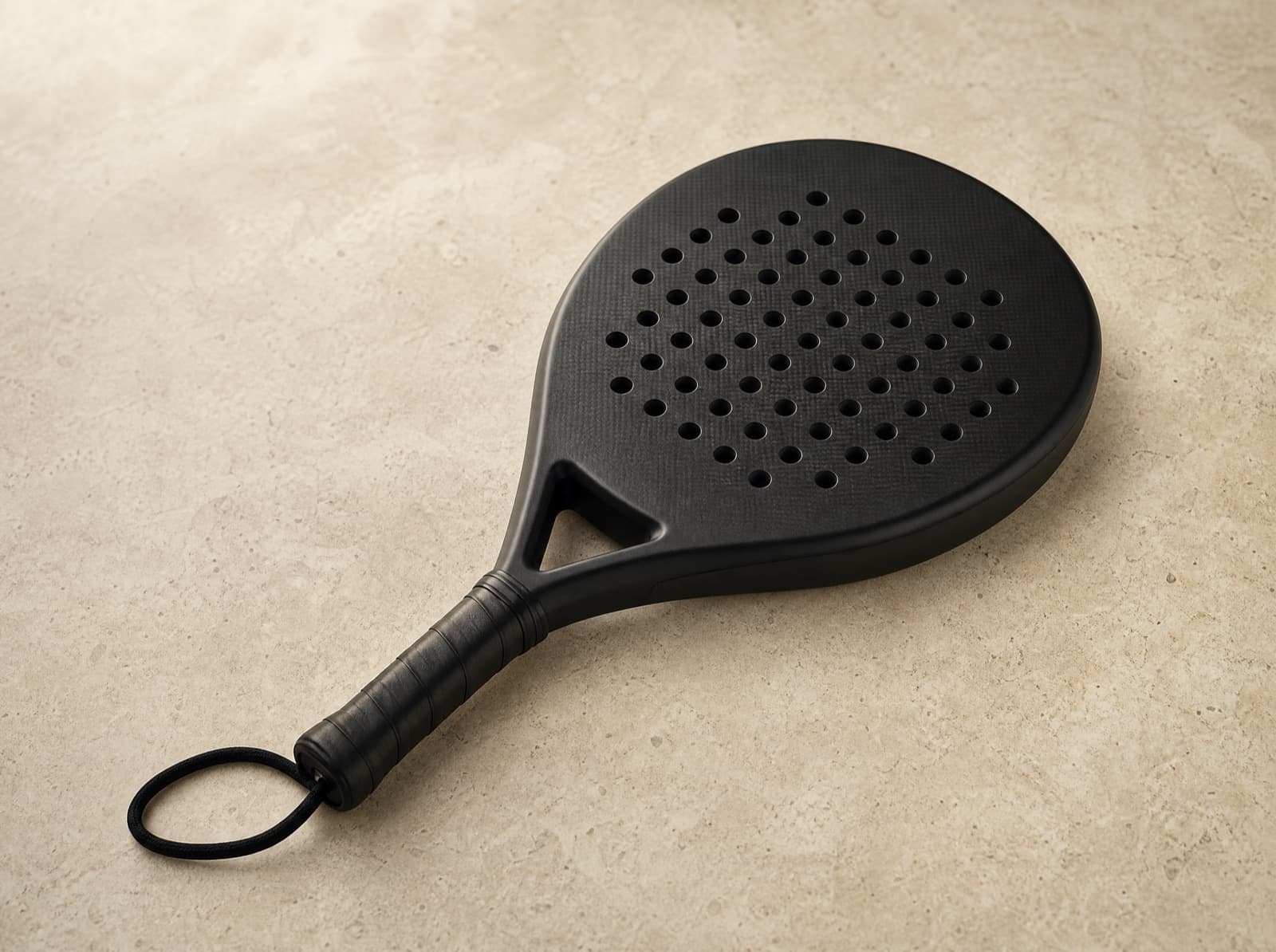 Custom Padelschläger auf einem cremefarbenen Steinuntergrund